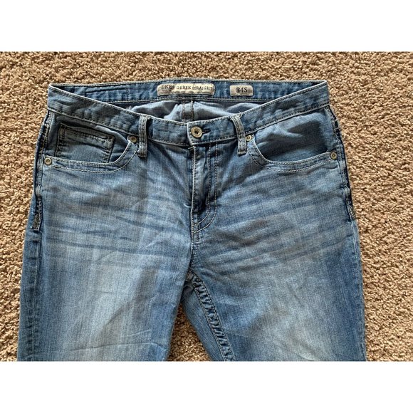 BKE Jeans Men Size 34S Medium Wash Blue Derek Straight Leg Denim 34x26 - Picture 2 of 14